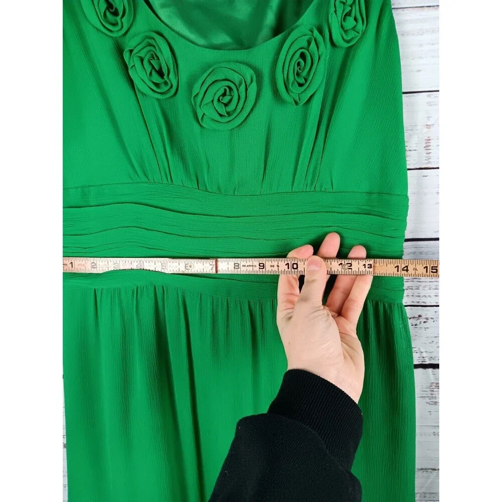 Boden Emerald Green Sleeveless Midi Dress with Rosette Trim - Picture 9 of 10